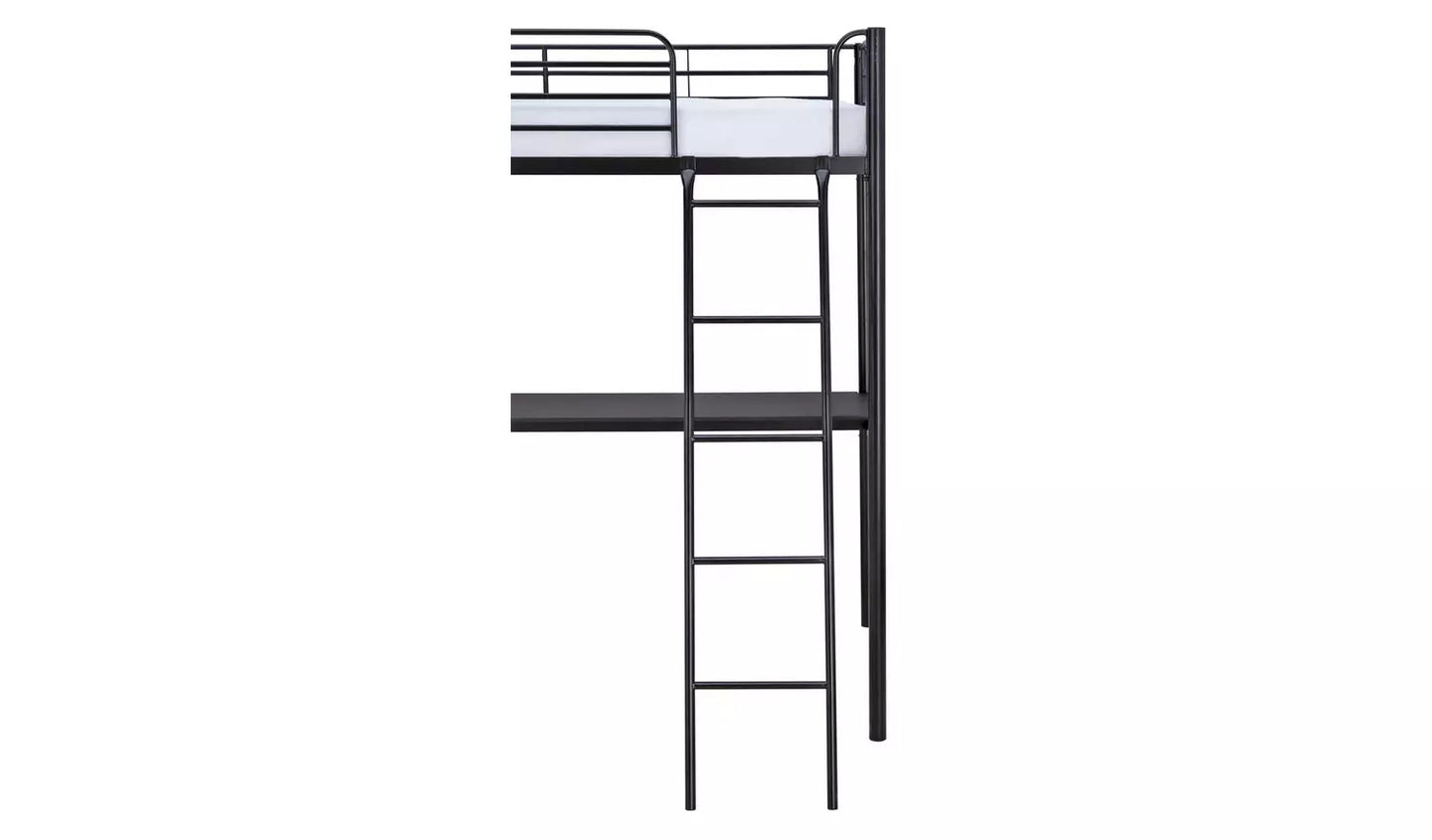 Habitat Riley High Sleeper Metal Bed Frame & Desk - Black